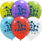 Vaderdag ballonnen 'Papa #1', 6 stuks, assorti kleuren, latex, 30 cm