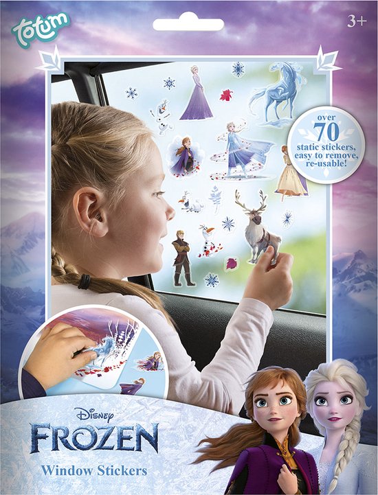 Totum Disney Frozen Raamstickers - 70 stuks - niet permanente verplaatsbare stickers incl. speelachtergrond