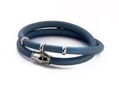 NIEUW! - Jolla - dames wikkelarmband - zilver - leer - magneetsluiting - bedels - Basic Silver - Ice Blue