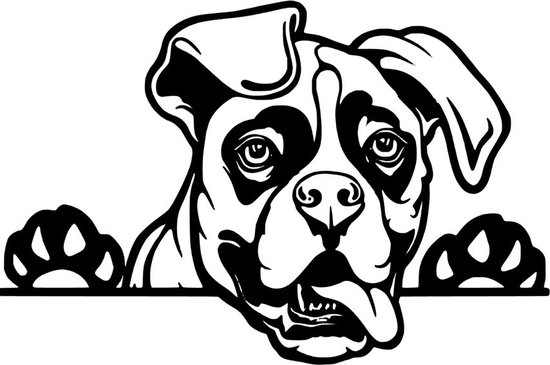 Auto - Raam sticker - Boxer  - Gluur Hond - Peeking Dog - Spreuk - Decoratie Sticker - Aanhanger - Grappig - Funny