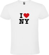 Wit T shirt met print van 'I love New York' print Zwart / Rood size XL
