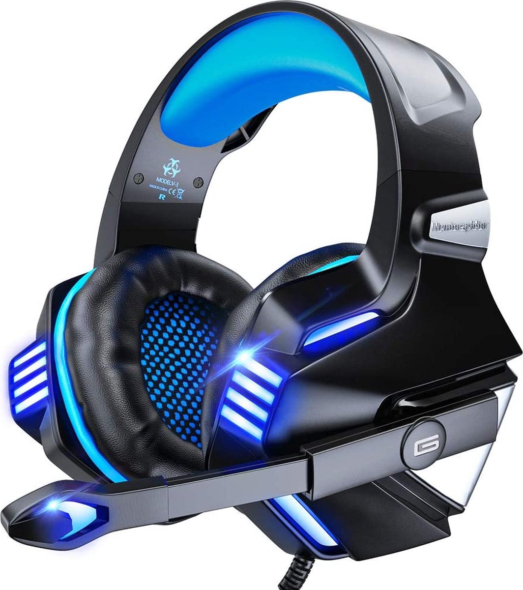 Hunterspider Gaming Headset - Zwart/Blauw - Geschikt voor PS4, Xbox One, Switch & Windows