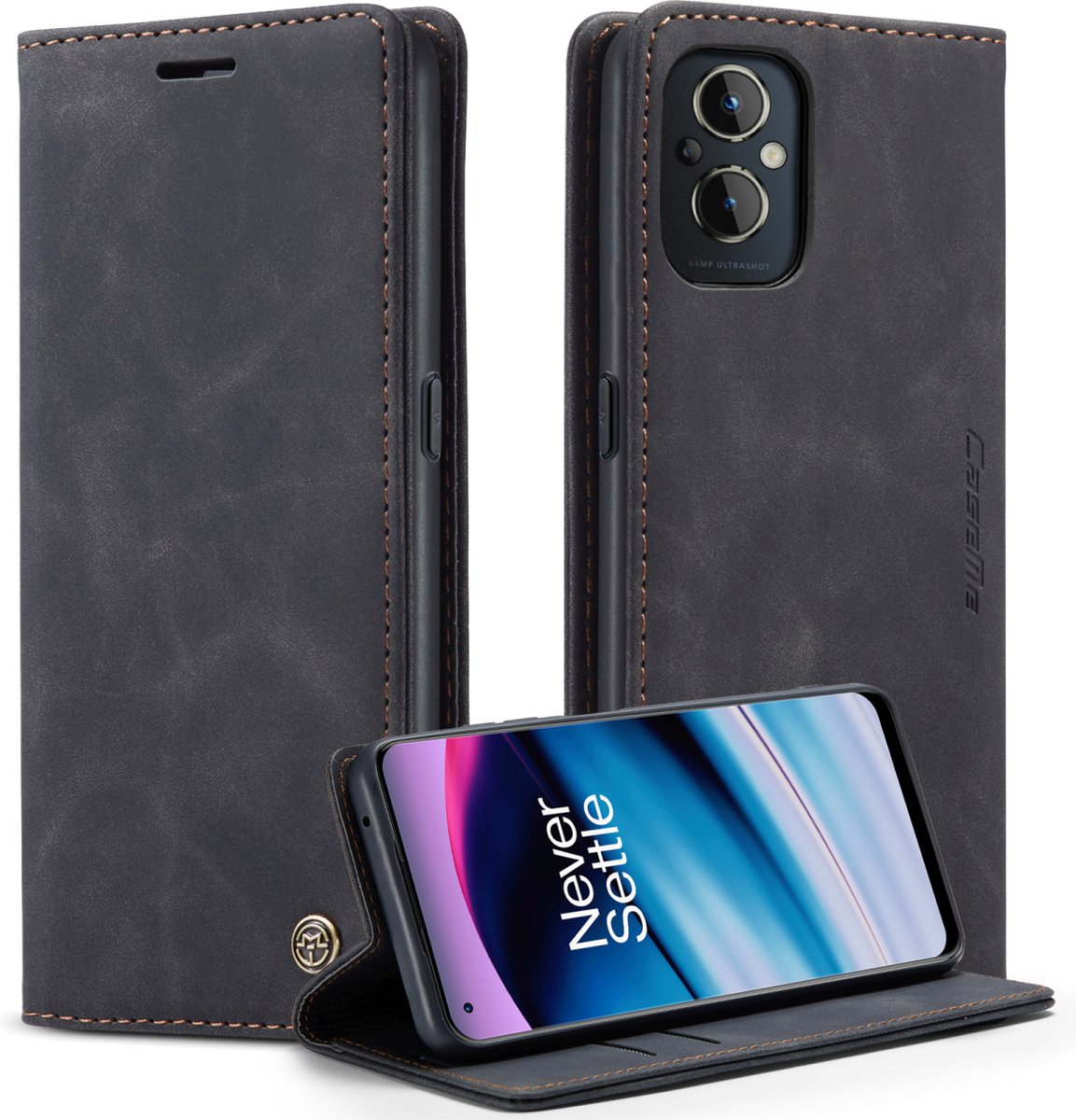 OnePlus Nord N20 Bookcase hoesje - CaseMe - Effen Zwart - Kunstleer