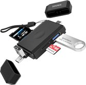 Sounix® Cardreader - USB A/Type C/MicroUSB - 6 in 1 kaartlezers voor Flashdrive,SD,Micro SD - Zwart-UCX61200
