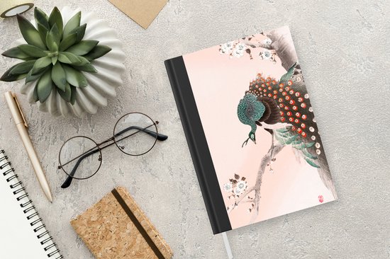 Carnet - Carnet d'écriture - Paon - Arbre - Fleurs - Japonais - Scandinave - Carnet - Format A5 - Bloc-notes
