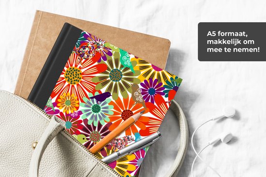 Carnet - Cahier - Arc-en-ciel - Fleurs - Motifs - Hippie - Carnet - Format A5 - Bloc-notes