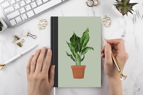 Carnet - Carnet d'écriture - Plantes - Pot de fleurs - Vert - Carnet - Format A5 - Bloc-notes