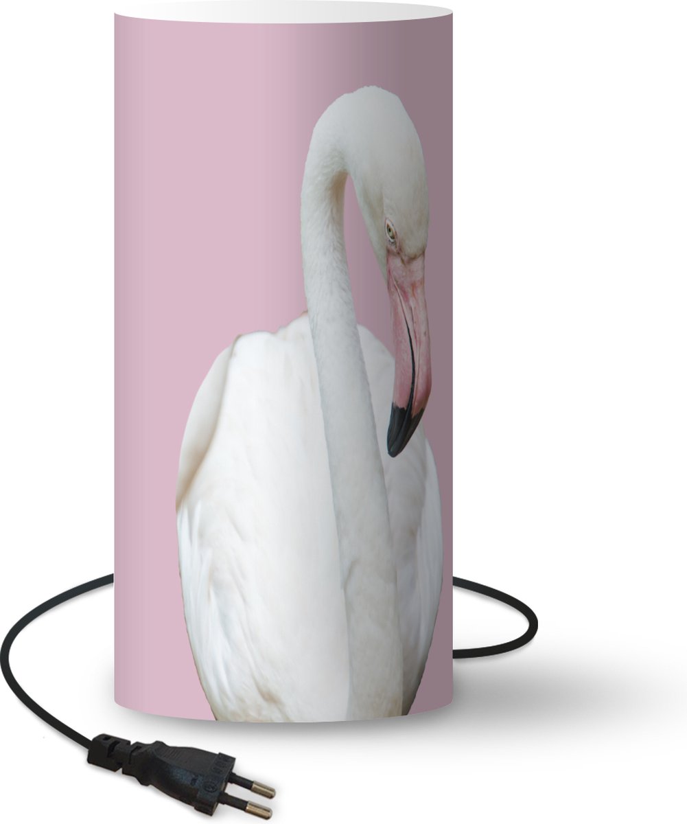 Lamp - Nachtlampje - Tafellamp slaapkamer - Witte flamingo - 54 cm hoog - Ø24.8 cm - Inclusief LED lamp
