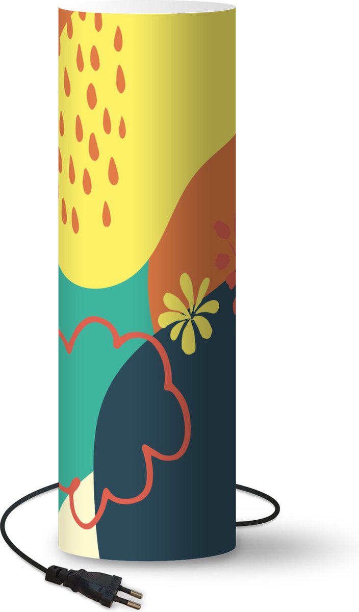 Lamp - Nachtlampje - Tafellamp slaapkamer - Zomer - Vlekken - Abstract - 70 cm hoog - Ø22.3 cm - Inclusief LED lamp