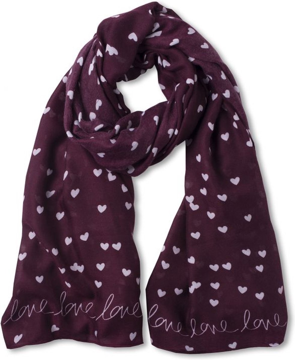 Katie Loxton Sjaal - Love Love Love - Burgundy rood - 184 cm X 86 cm