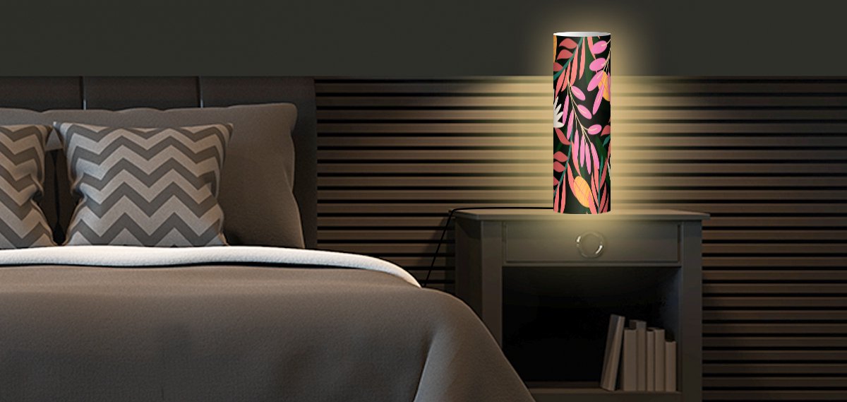Lamp - Nachtlampje - Tafellamp slaapkamer - Tropisch - Bloemen - Patronen - 50 cm hoog - Ø15.9 cm - Inclusief LED lamp