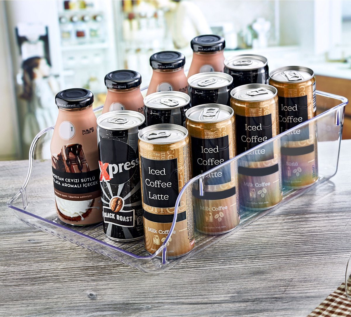 emhouse Blikjeshouder Koelkast Organizer maxi 36x23,5x10 cm Fris Blikken Bier Soda Can Transparant