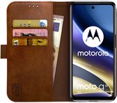Rosso Element Book Case Wallet Hoesje Geschikt voor Motorola Moto G51 | Portemonnee | 3 Pasjes | Magneetsluiting | Stand Functie | Bruin