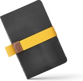 Beblau POCKET Notebook | Set van 3 notitieboekjes met elastische band en pennenhouder | Draagbaar | School, Thuis, College | Accessoires voor Thuiskantoor | Geweldig cadeau | Kleur: Zwart/Geelrijs