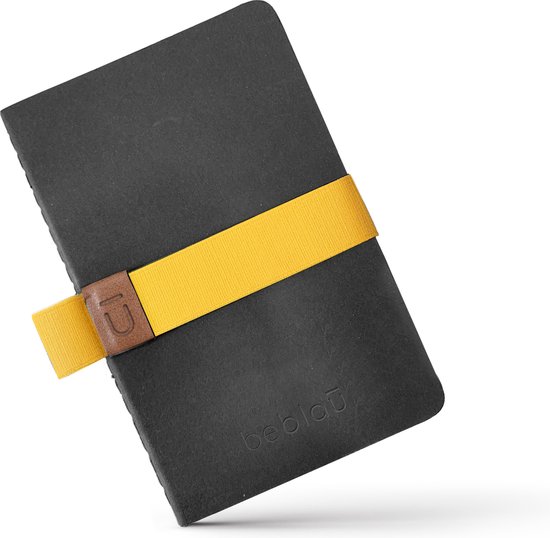 Foto: Beblau pocket notebook set van 3 notitieboekjes met elastische band en pennenhouder draagbaar school thuis college accessoires voor thuiskantoor geweldig cadeau kleur zwart geelrijs