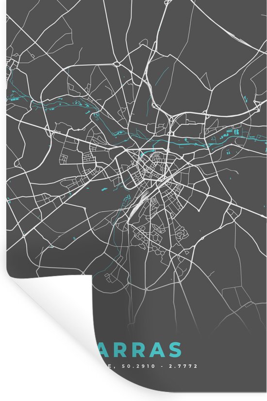 Stickers Stickers muraux - France - Carte - Arras - Carte - Plan de la ville - 20x30 cm - Film adhésif