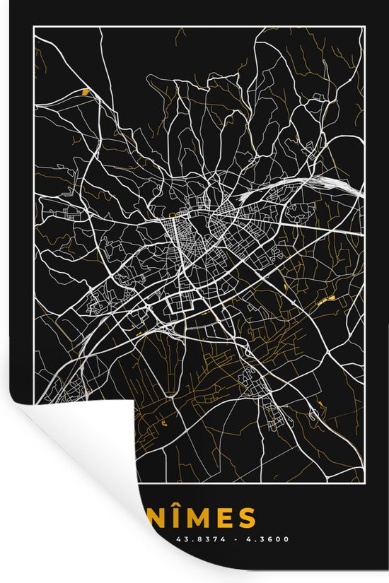 Stickers Stickers muraux - Plan - Nîmes - Plan de ville - Plan - France - 60x90 cm - Feuille adhésive