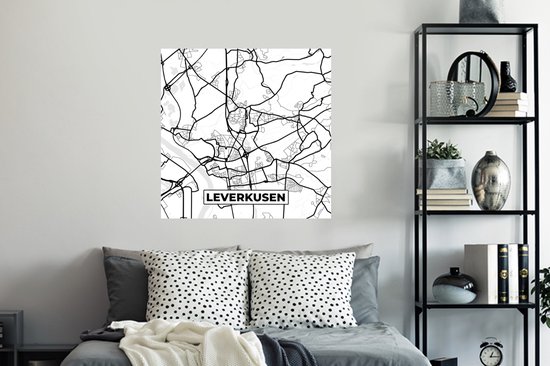 Stickers muraux - Film autocollant - Leverkusen - Plan de la ville - Carte - Carte - 100x100 cm - Film adhésif - Stickers muraux Chambre d'enfant - Papier peint autocollant XXL - Papier peint autocollant - Film autocollant