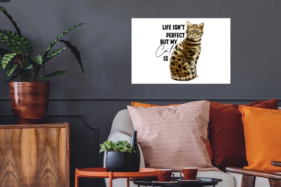 Stickers muraux - Film autocollant - Chats - Proverbes - Citations - La Life n'est pas parfaite mais mon chat l'est - 60x40 cm - Film adhésif - Stickers muraux chambre d'enfants - Papier peint autocollant