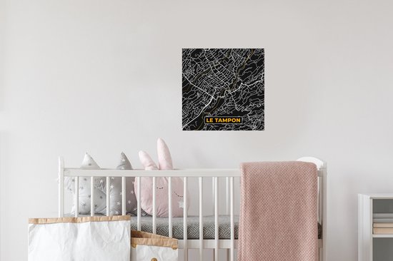 Muurstickers - Sticker Folie - Kaart – Stadskaart – Le Tampon - Plattegrond – Frankrijk - 30x30 cm - Plakfolie - Muurstickers Kinderkamer - Zelfklevend Behang - Zelfklevend behangpapier - Stickerfolie