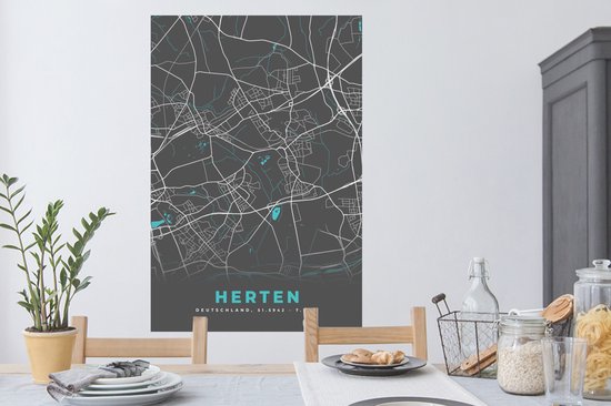 Stickers muraux - Cerf - Plan de la ville - Blauw - Carte - Plan de la ville - Carte - Allemagne - 80x120 cm - Feuille adhésive