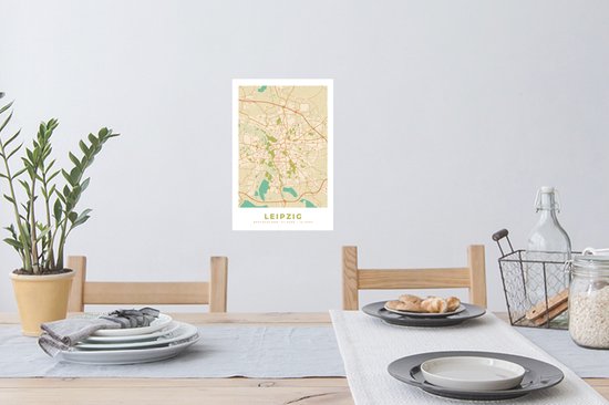 Stickers muraux - Carte - Leipzig - Vintage - Carte - Plan de la ville - 20x30 cm - Feuille adhésive