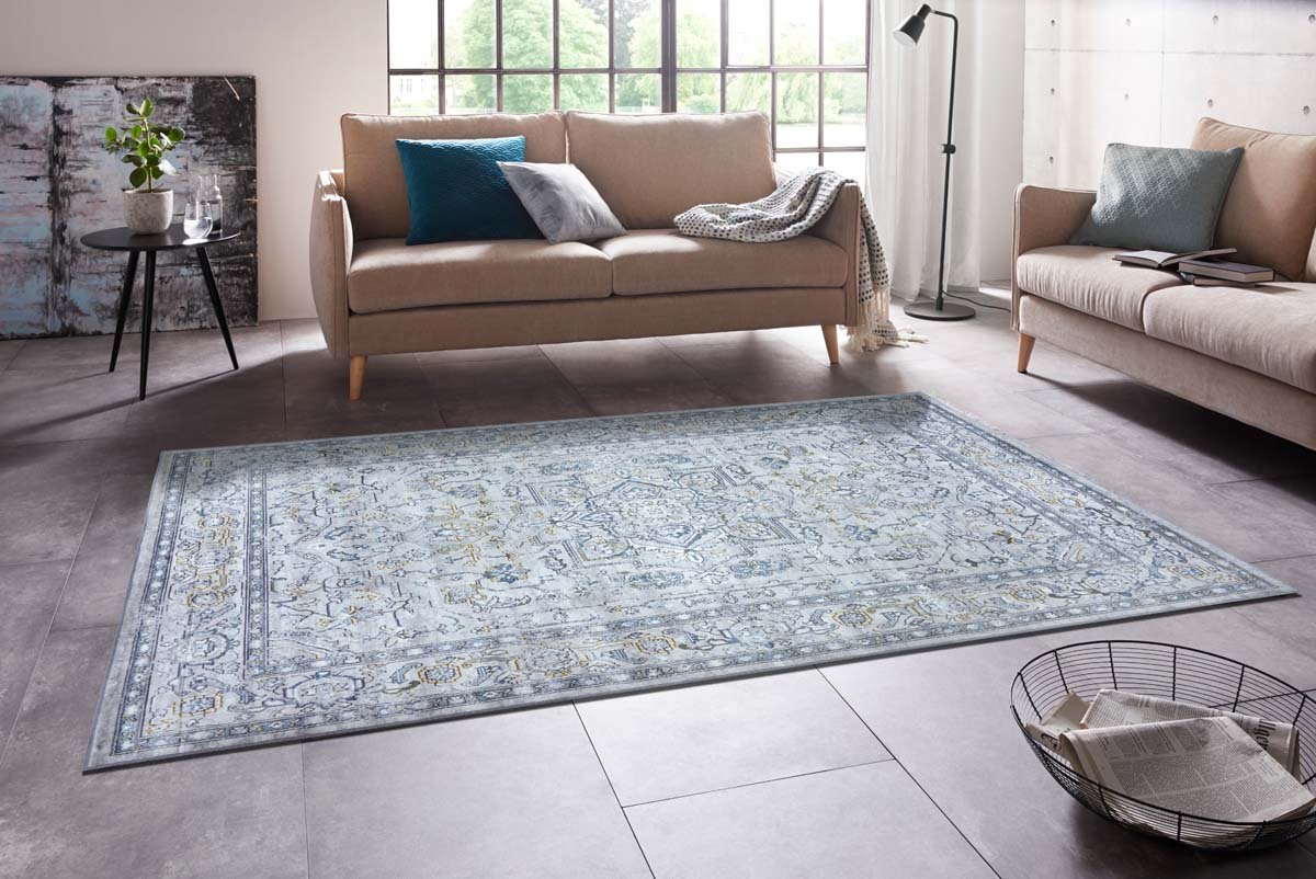 Vintage vloerkleed Daman - zilver/blauw 160x230 cm