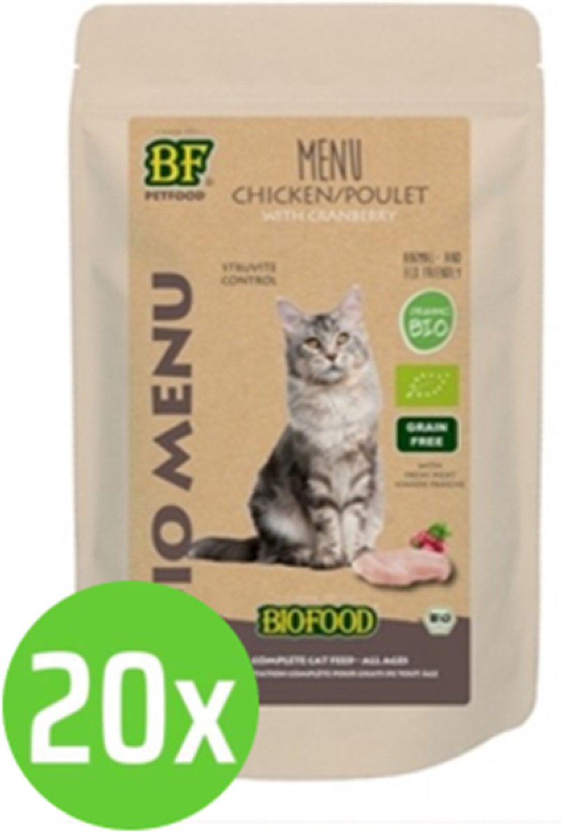 20x Biofood Organic Kip Menu - Kattenvoeding - 100g
