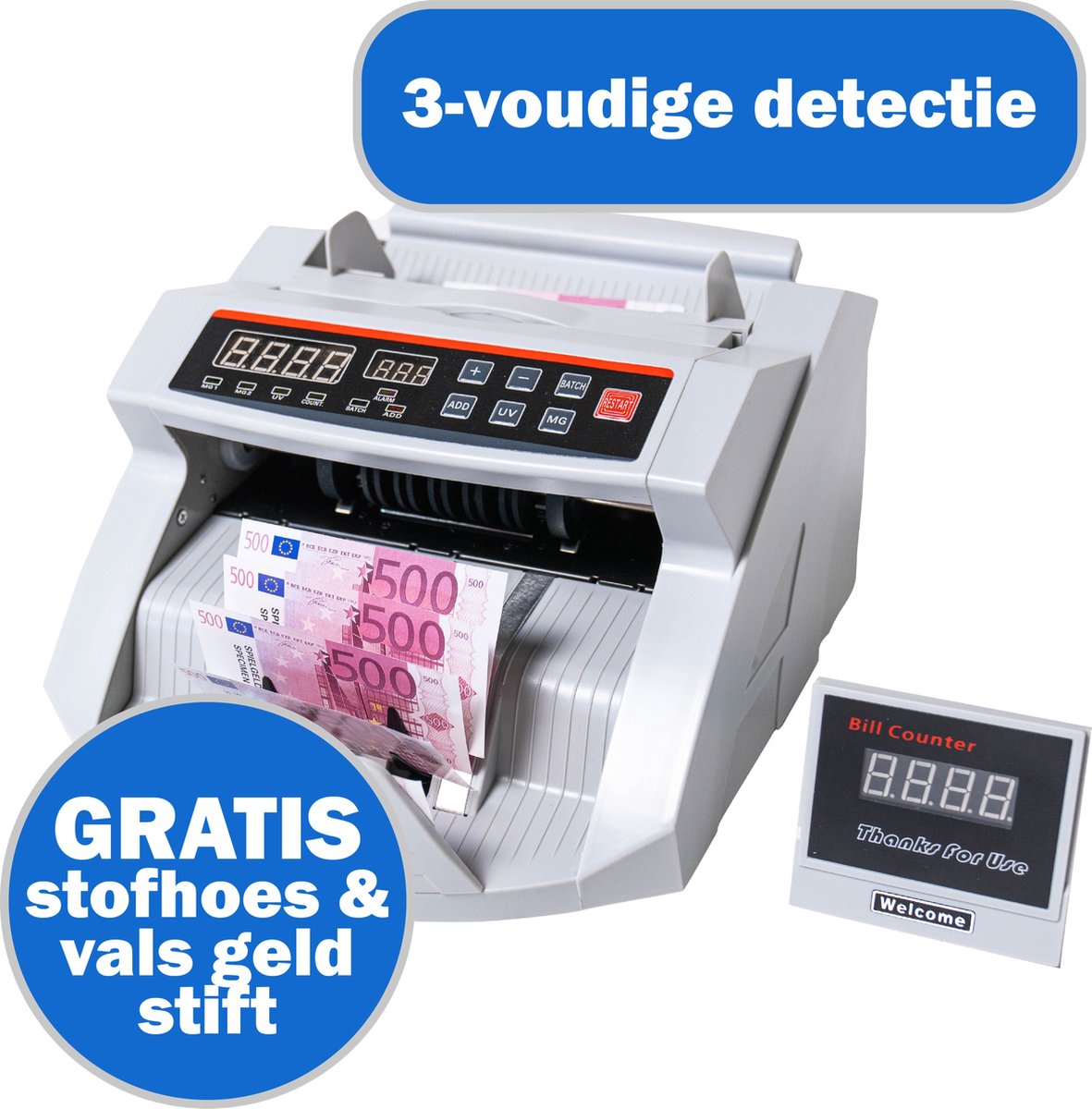 Agellic® Geldtelmachine – Biljettelmachine – 3-voudige vals geld detectie –  1000... | bol