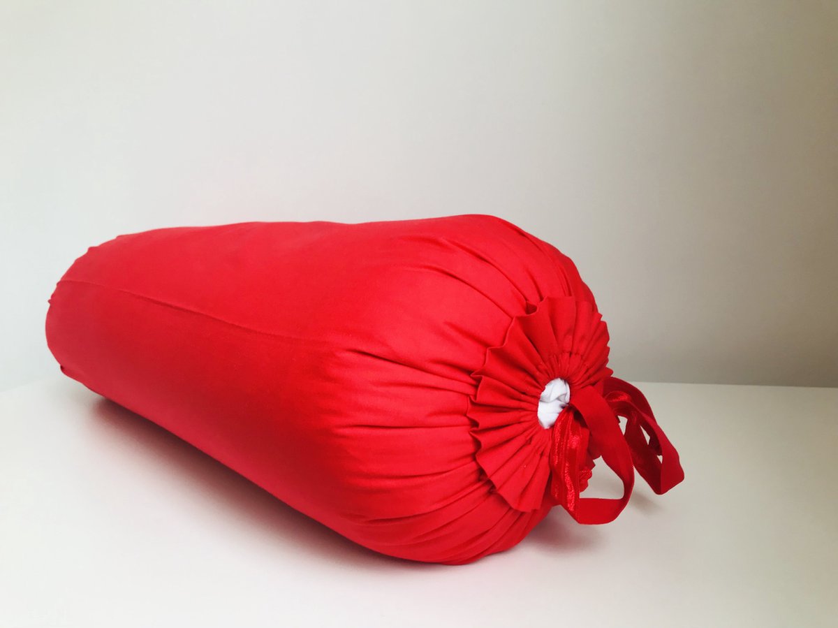 Gustiana® Guling - Rolkussen - Sluimerrol Kapok met wasbare sloop - L85 x B35 x ø20 cm - Rood