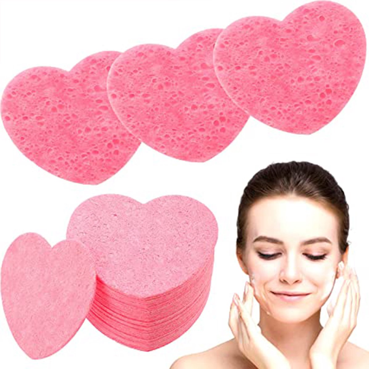 Goedkoopste Gezichtsreinigingsspons Roze en geel 5 stuks- Reinigingssponsjes - Face cleaning sponges - Cosmetische Spons - Donegal Cellulose Sponge