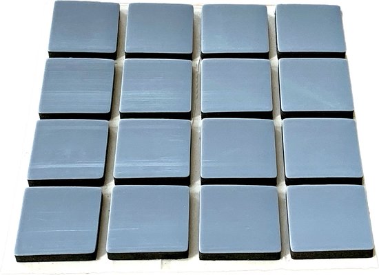 VABNEER Meubelschuivers voor Hardhouten Vloeren en Tapijten, 16-Pack PTFE Teflon Glijders, Zelfklevende Vierkante Meubels Bewegende Pads voor Stoelen, Tafels, Banken en Zware Apparaten (20x20mm