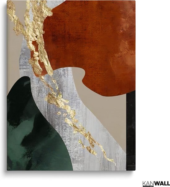 Peinture sur Toile de Luxe Abstrait Or & Oranje | 40 x 60 | Salle de séjour | Chambre à coucher | Bureau | Musique | Design | Art | Moderne | ** 4 CM D'ÉPAISSEUR ! EFFET 3D**