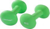 Tunturi Dumbbell set - 2 x 4,0 kg - Neopreen - Fluor Groen - Incl. gratis fitness app