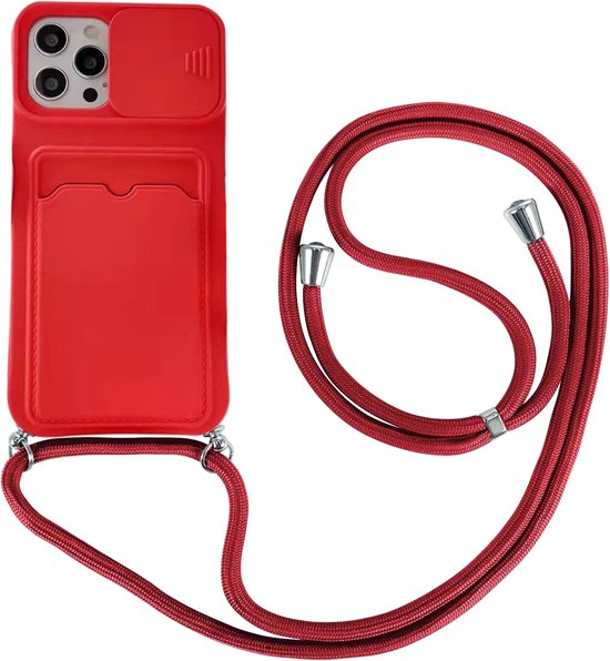 Coque arrière iPhone 11 avec cordon – Coque arrière – Siliconen – Porte-cartes – Cordon – Apple iPhone 11 – Rouge