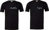 T-shirt set koppel goals-Hubby en Wifey-Zwart-korte mouwen-Maat L