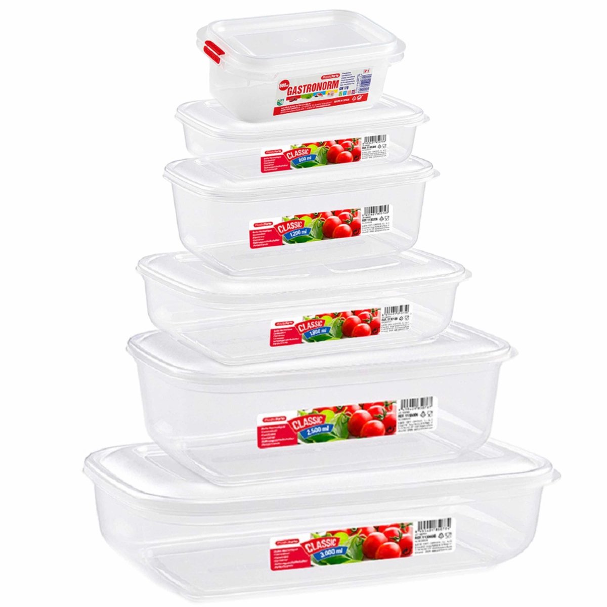 Set van 21x stuks diepvries vershoudbakjes - met stevige deksel - in 6x verschillende formaten - Voedsel bewaarbakjes