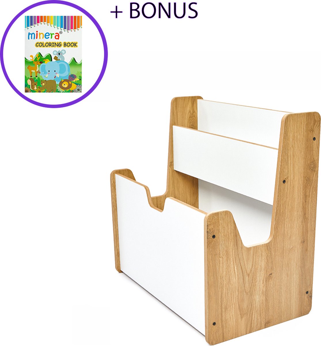 Montessori boekenkast kinderkamer | 3 tredes - blank