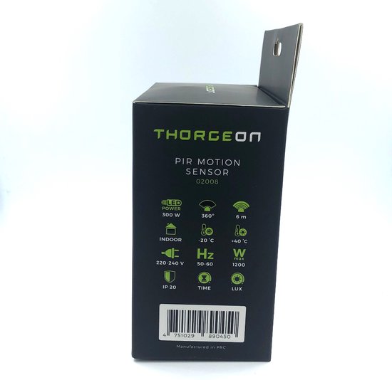 Thorgeon - PIR Motion Sensor - 300W - 220-240V - IP20 - Thorgeon