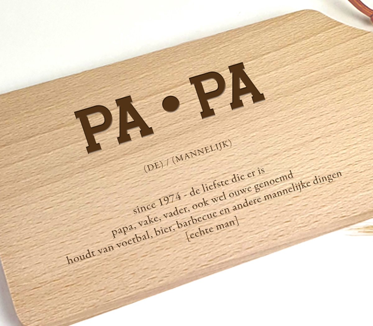 Tapasplankje hout - Serveerplankje - Vaderdagcadeau met tekst - Pa-pa woordenboek - Cadeau papa - 290 x 120 x 8 mm