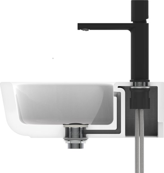 SCHÜTTE New York Robinet pour lavabo / Mitigeur - avec vidage à bouton-poussoir - noir mat