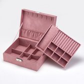 Sefaras Luxe Sieradendoos - Jewellery Box - Opbergdoos voor sieraden - Juwelen doos - 2 Lagen - Roze