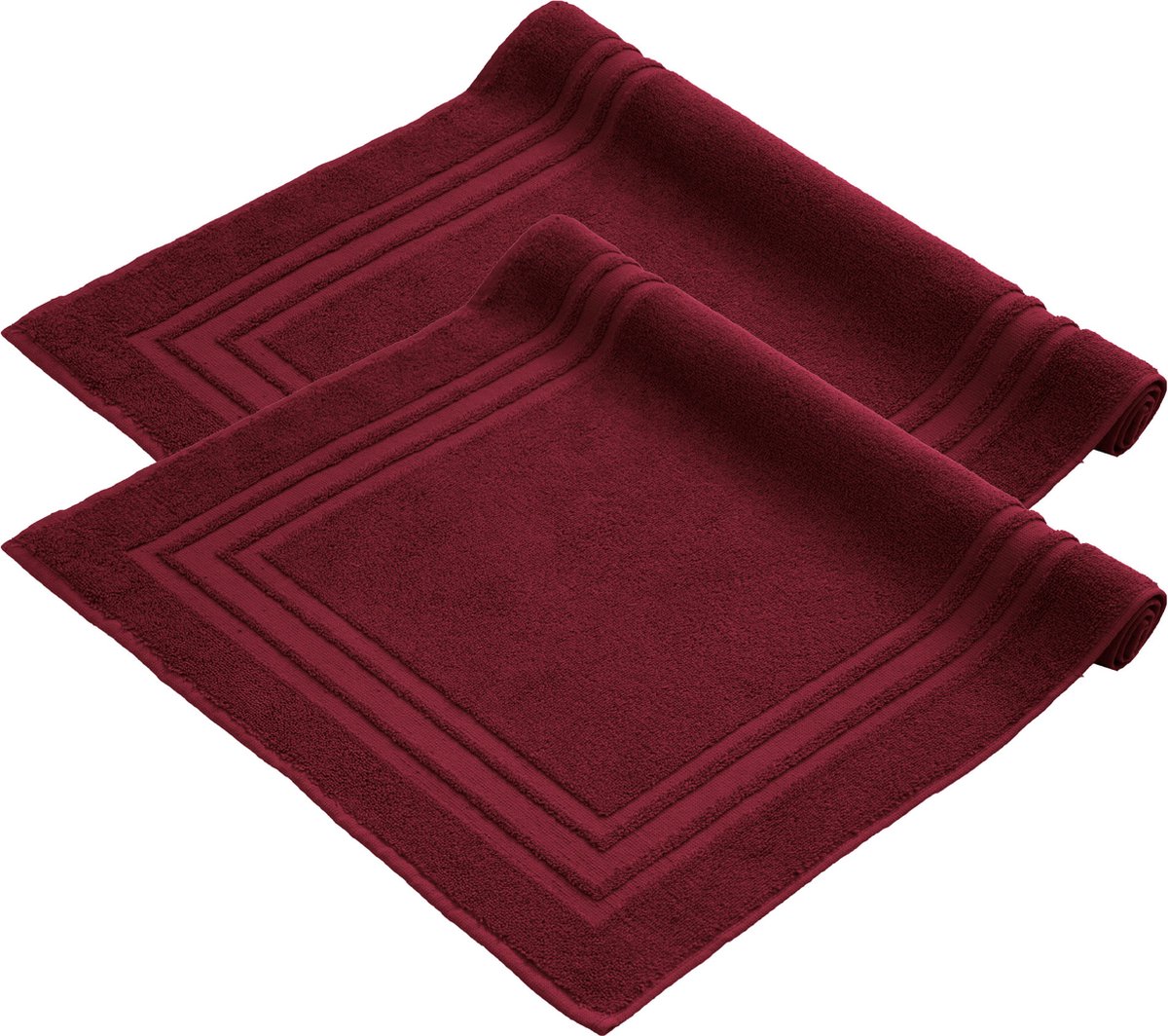 Komfortec Badmat Set - 2 stuks - Handdoek Dikte - Hotelkwaliteit - 50x70 cm - 100% Katoen - Zachte en Absorberende Douchemat/Handdoek - Aurorarood