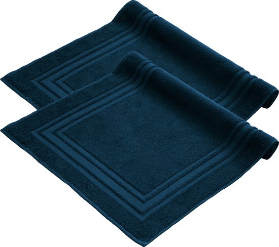 Ensemble de tapis de Badmat Set - 2 pièces - Tapis de douche doux et absorbant - 50x70 cm - 100% Katoen - Bleu pétrole