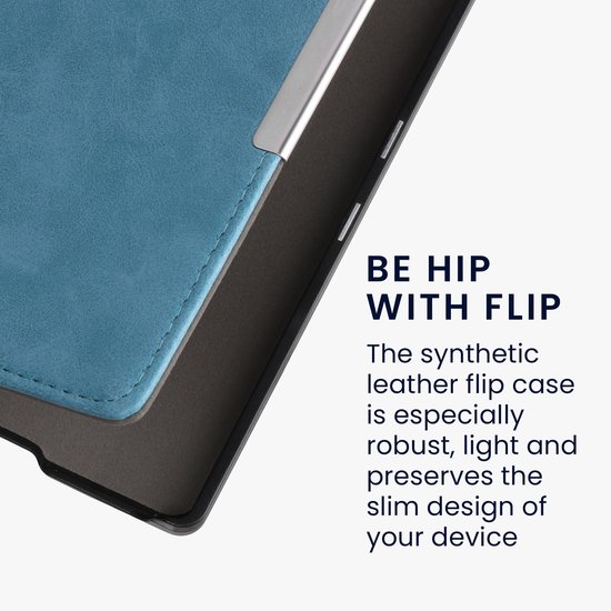 kwmobile e-reader hoesje geschikt voor Kobo Aura H2O Edition 1 hoes - E reader flip case met magnetische sluiting - Ereader cover in petrol van Merkloos — afbeelding 5