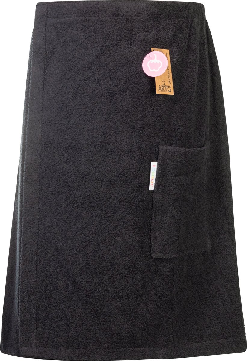 ARTG® Towelzz - Sauna Kilt - Heren - met klittenband - Zwart - Black - Maat XXL - (maat tot 170cm heupomvang)