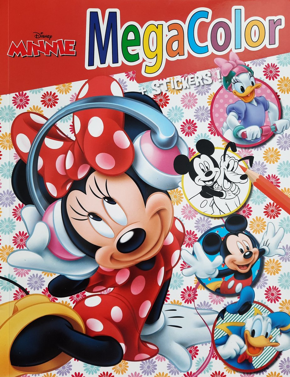 Megacolor Disney Minnie Mouse kleurboek met stickers - Mickey en vrienden Minnie, Donald, Pluto