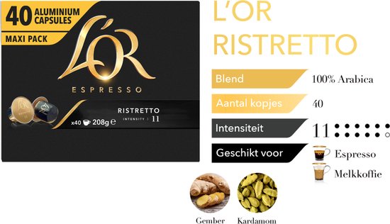L'OR Ristretto Maxi pack - 40 Cápsulas para Nespresso por 10,89 €
