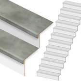 Traprenovatie set - recht - 12 treden PVC toplaag Steen grijs incl. witte stootborden