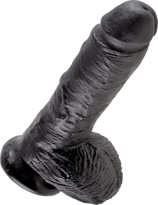 King Cock dildo met ballen - 20 cm, zwart